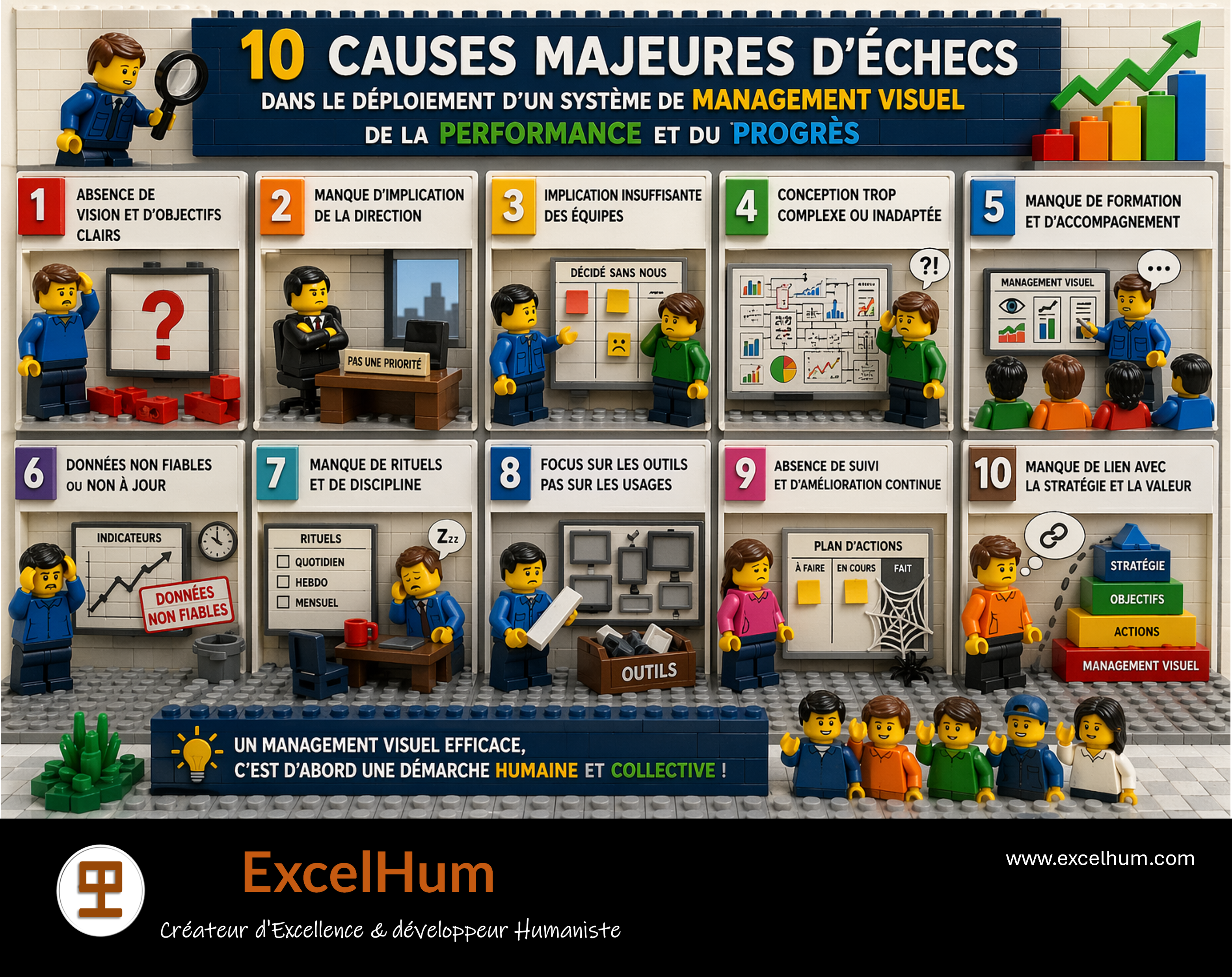 Les 10 causes majeures d'échecs dans le déploiement d'un système de Management Visuel de la performance et du progrès